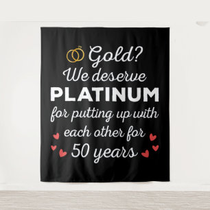 50ste huwelijksverjaardag I - Grappig gouden koppe Wandkleed