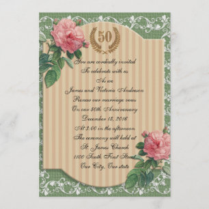 50ste huwelijksverjaardag shabby chic uitnodiging