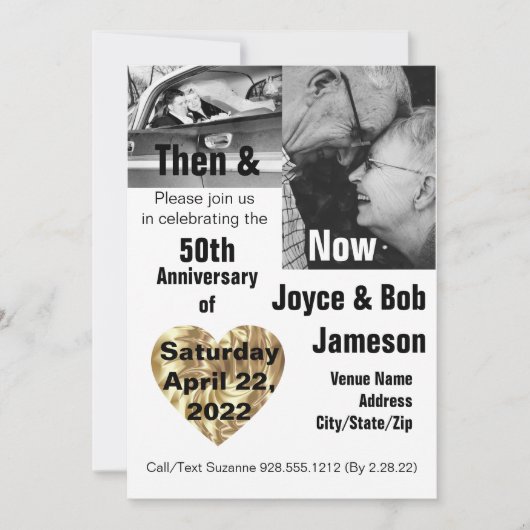 50ste huwelijksverjaardag Toen & Nu-foto Kaart (Voorkant)