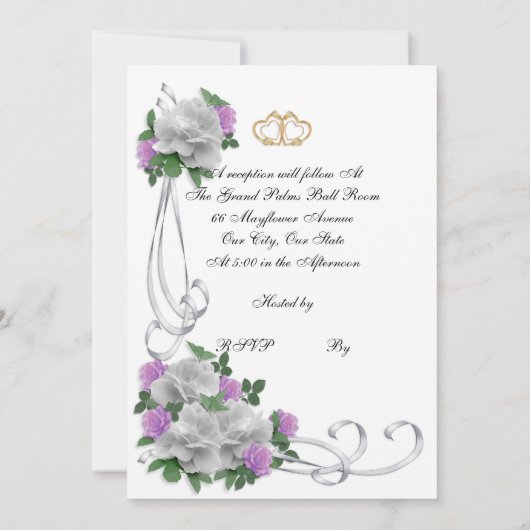 50ste huwelijksverjaardag Witte rozen uitnodiging (Achterkant)