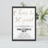 50ste huwelijksverjaardag zwart goud modern  kaart (Staand voorkant)