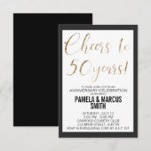 50ste huwelijksverjaardag zwart goud modern  kaart (Voorkant / Achterkant)