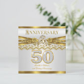 50ste huwelijksverjaardagsfeest Gouden Ringen Wit Kaart (Staand voorkant)