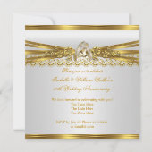 50ste huwelijksverjaardagsfeest Gouden Ringen Wit Kaart (Achterkant)