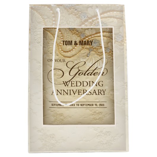 , 50ste Jubilea parels Medium Cadeauzakje (Voorkant)