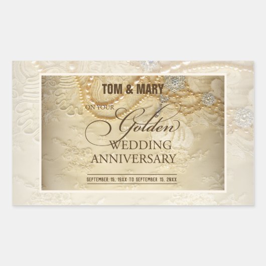 , 50ste Jubilea parels Rechthoekige Sticker (Voorkant)