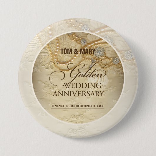 , 50ste Jubilea parels Ronde Button 7,6 Cm (Voorkant)