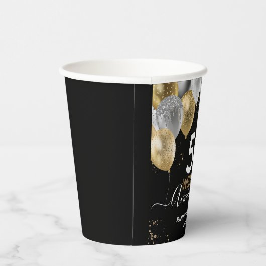 50ste Jubileum ballonnen Papieren Bekers (Rechts)