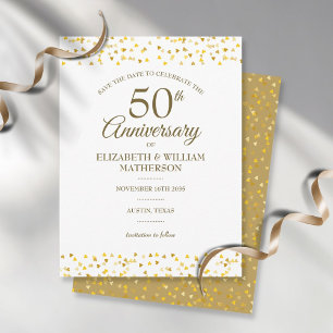50ste jubileum Gouden Liefdeshartjes Save the Date Briefkaart