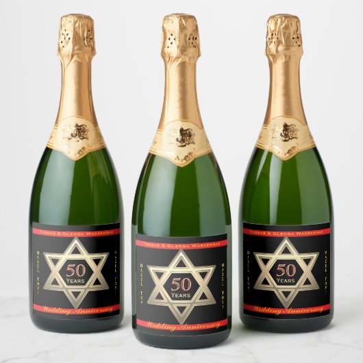 50ste Jubileum Mazel Tov! set van drankenetiketten Sparkling Wijnetiket (Flessen)