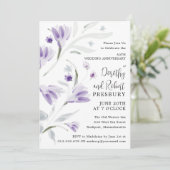 50ste Jubileum Paarse Floral Kaart (Staand voorkant)