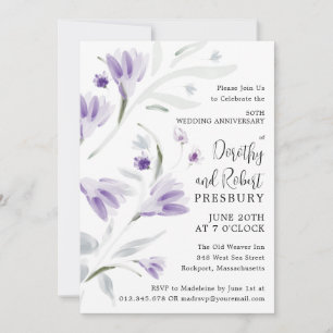 50ste Jubileum Paarse Floral Kaart