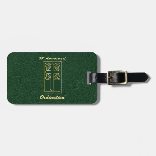 50ste Jubileum van de Ordination Green Leather Kij Bagagelabel (Voorkant horizontaal)