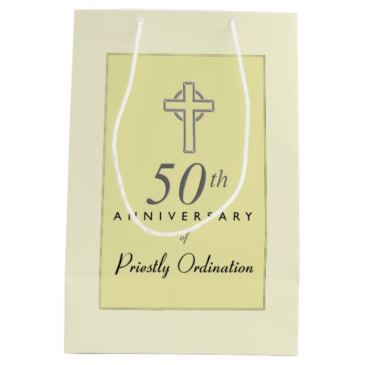 50ste Jubileum van de priester met ingegraveerd kr Medium Cadeauzakje (Achterkant)