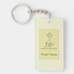 50ste Jubileum van de priester met ingegraveerd kr Sleutelhanger