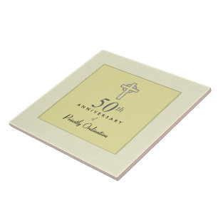 50ste Jubileum van de priester met ingegraveerd kr Tegeltje