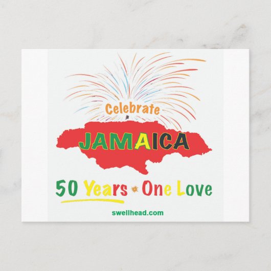 50ste Jubileum van Jamaica door Roxanne/Swellhead Briefkaart (Voorkant)