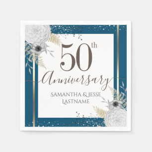 50ste Jubileum voor bruiloft Floral Napkins Servet
