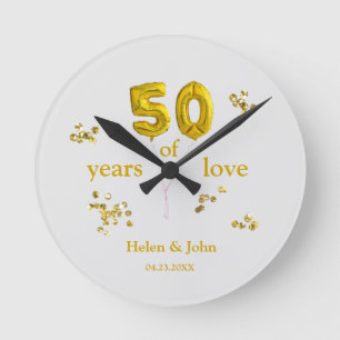 50ste Jubileum voor bruiloft met Faux Glitters Ronde Klok