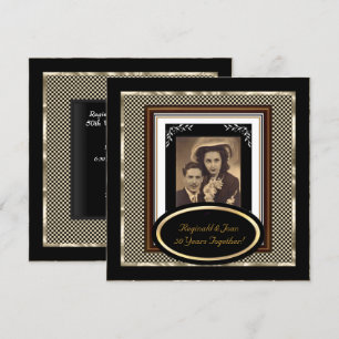 50ste Jubileum voor bruiloft Zwarte Sepia Gold Kaart