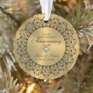 50ste Jubileum voor bruiloft zwartMandala op goud Ornament