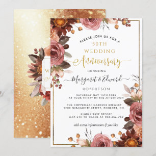 50ste Jubileum voor het huwelijk, goud en Bourgogn Kaart