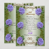 "50ste Jubileum" voor ouders, hortensia floral Kaart (Voorkant / Achterkant)
