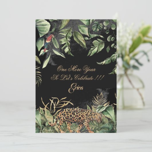 50ste Oerwoud Leopard verjaardag Kaart (Staand voorkant)