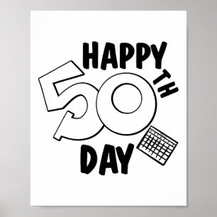 50ste schooldag voor leraar of kind leerling poster