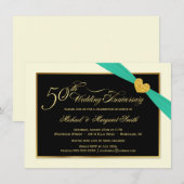 50ste trouwdag aqua lint uitnodigingen (Voorkant / Achterkant)