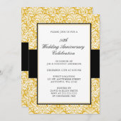 50ste trouwdag goud en zwart damast kaart (Voorkant / Achterkant)