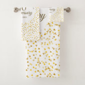 50ste trouwdag Gouden Liefdesharten Bad Handdoek (Insitu)