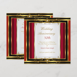50ste trouwdag jubileum Rood Goud Zwart Wit Kaart