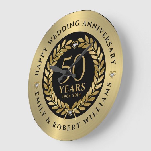 50ste trouwdag met goudlaurel grote klok (Hoek)