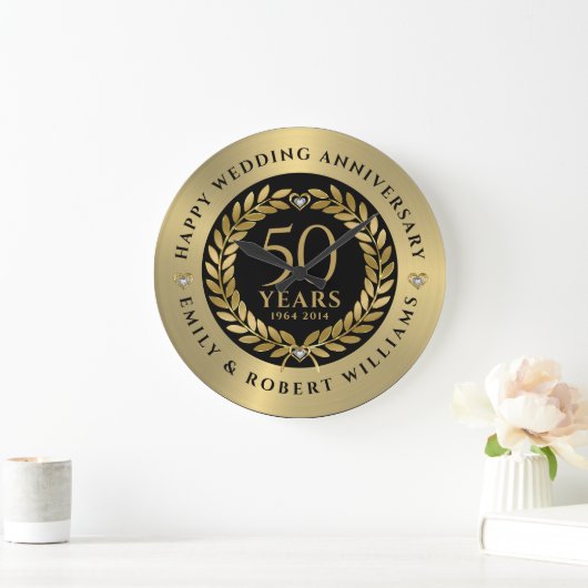 50ste trouwdag met goudlaurel grote klok (Huis)