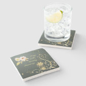 50ste trouwdag Stone Onderzetter (Zijkant)