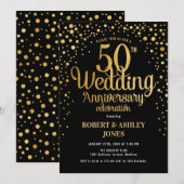50ste trouwdag - Zwart & Goud Kaart (Voorkant / Achterkant)