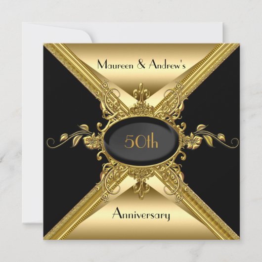 50ste trouwjubileum Elegant Goud Gouden Kaart (Voorkant)