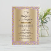 50ste trouwjubileum Goud & Paarse Luipaard Kaart (Staand voorkant)