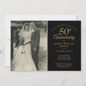 50ste trouwjubileum Goud Zwart 2 foto's Kaart (Voorkant)