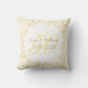 50ste trouwjubileum gouden confetti kussen