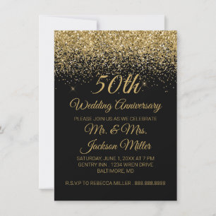 50ste trouwjubileum gouden glitter kaart
