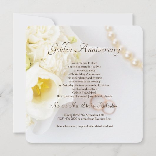 50ste trouwjubileum Gouden Hart Hanger Frame Kaart (Achterkant)