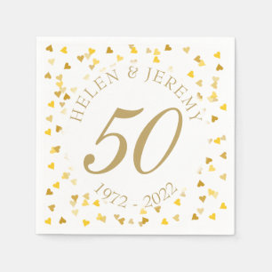 50ste trouwjubileum Gouden Harten Confetti Servetten