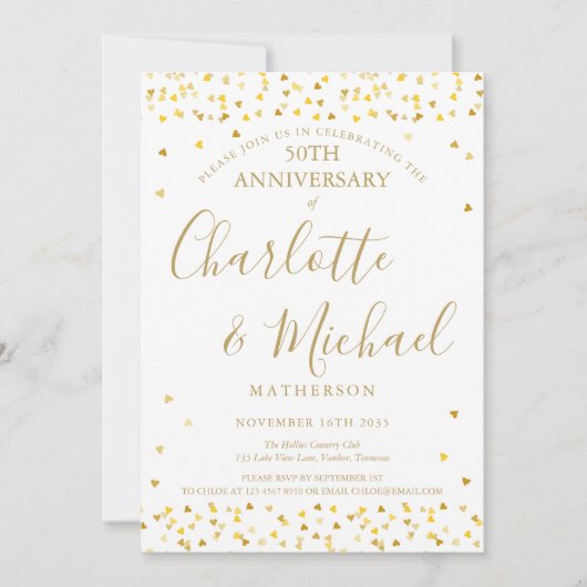 50ste trouwjubileum Gouden Hartensignatuur Kaart (Voorkant)