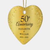 50ste trouwjubileum Gouden Hartjes Confetti Keramisch Ornament (Links)