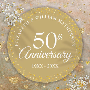 50ste trouwjubileum Gouden Liefdesharten Ronde Sticker