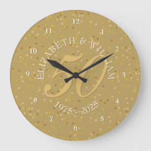 50ste trouwjubileum gouden stof confetti grote klok