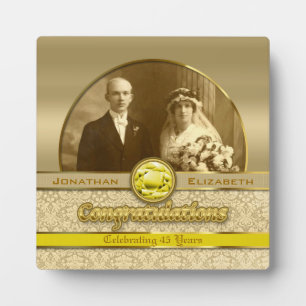 50ste trouwjubileum Gouden Topaas Damast Foto Fotoplaat