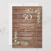 50ste trouwjubileum groen rustiek hout kaart (Voorkant)